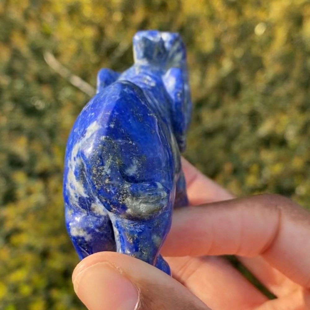 Lapis Lazuli with Pyrite Elephant Carving - Picture 4 of 13